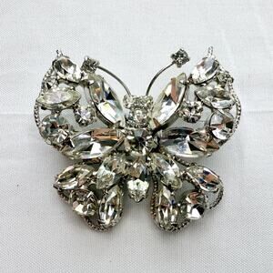 Vintage 1950s Rhinestone Butterfly Brooch Weiss Eisenberg Style Wedding Bridal